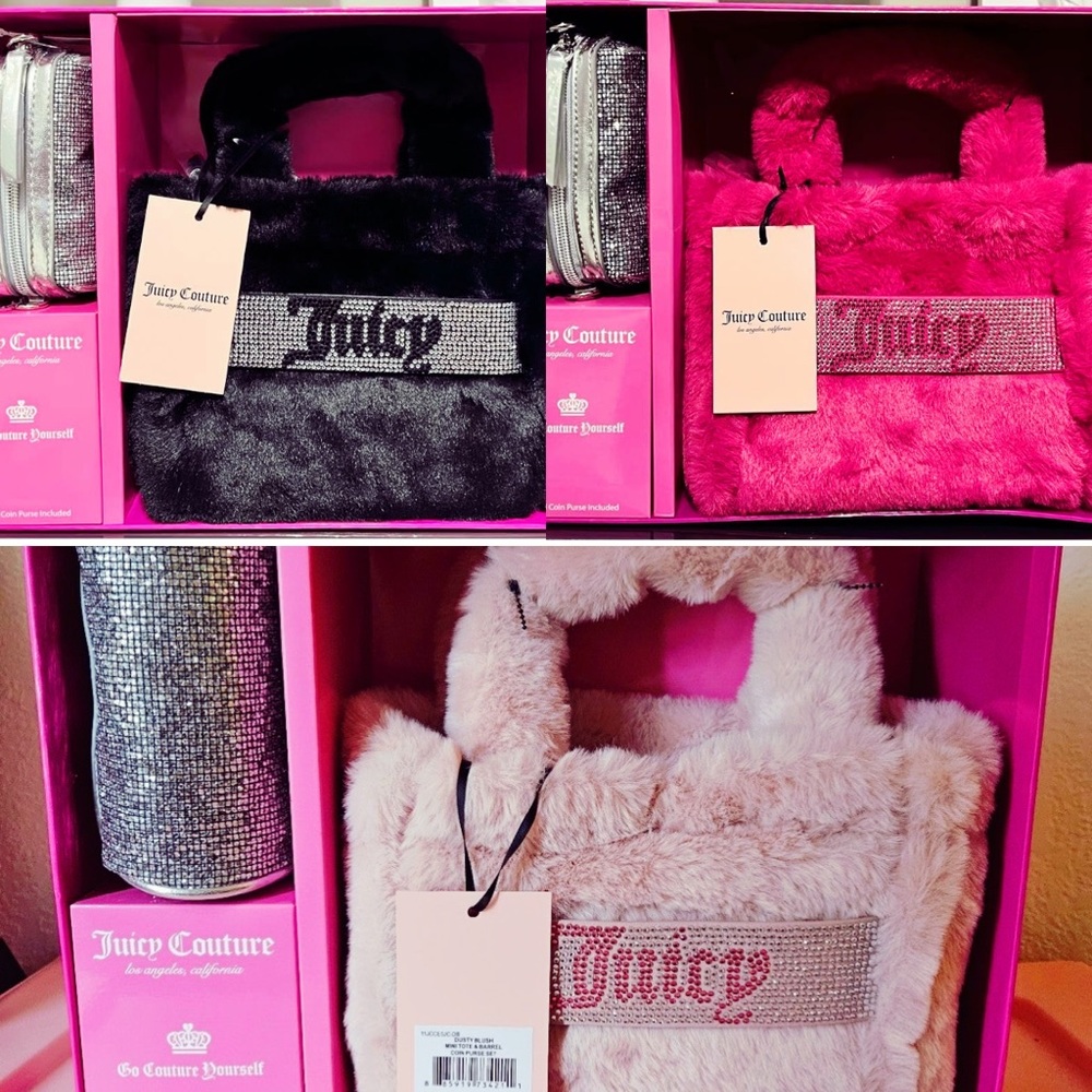 3 Juicy Couture mini tote & barrel coin purse gift sets